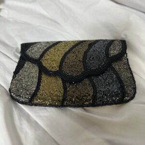 Vintage Beaded Scalloped Crossbody Purse Clutch